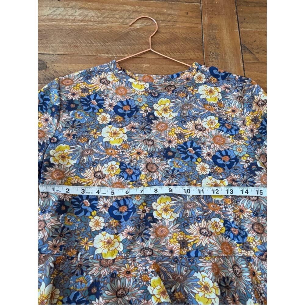 SHEIN amorya Navy Floral Short Sleeve Peplum Top size XL - Picture 6 of 6